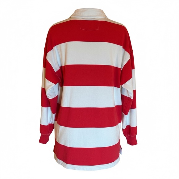 Aerie Oversized Prep Rally Rugby Shirt Red White Stripe Y2K Aesthetic Small - Picture 2 of 12